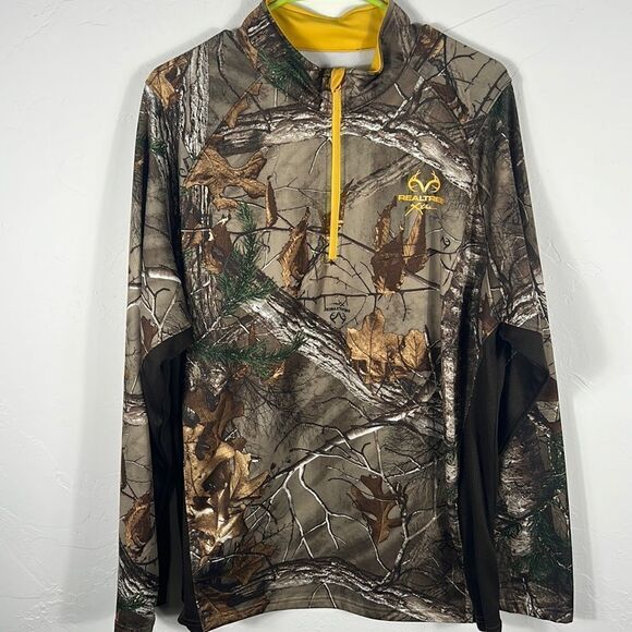 🔥 Camo REALTREE XTRA 1/4 ZIP Pullover Polyester/Spandex Sweatshirt - Sz XL -EUC - Picture 1 of 8